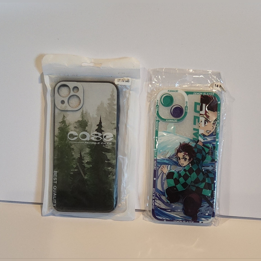 2 pack iPhone‎ 14 plus protective painted case (anime and forest)